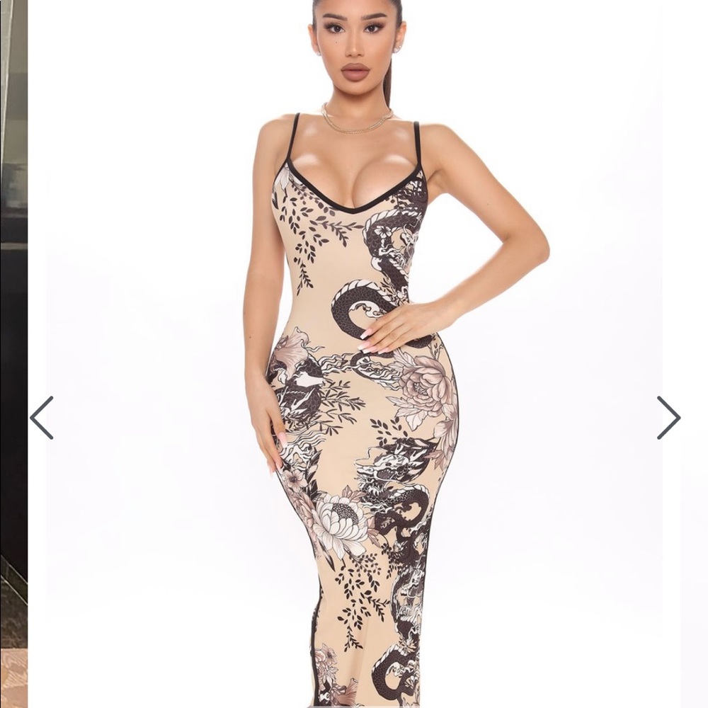 Dragon Tattoos Printed Maxi Dress-sold out online